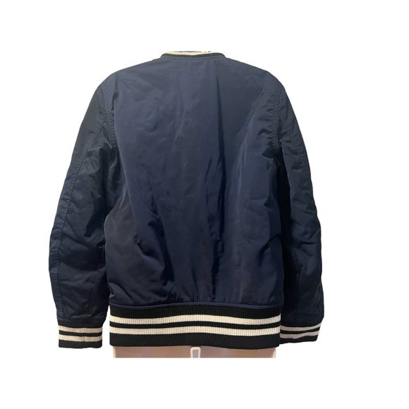 ABERCROMBIE & FITCH Varsity Bomber Jacket Coat Navy Blue Mens XS Quilted Lining - Picture 2 of 12